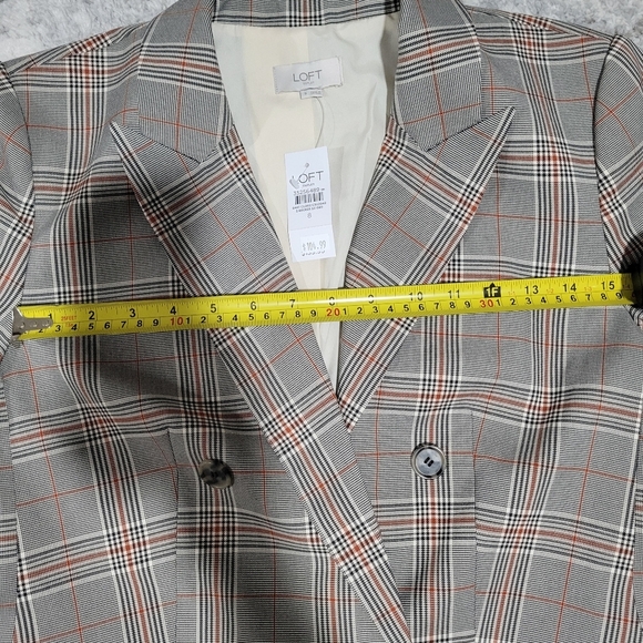 Loft Womens  Gray Plaid Double-Breasted Blazer - Picture 8 of 12